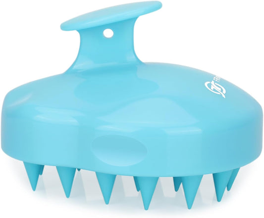 FREATECH Massager Shampoo Brush with Soft Silicone Bristles for Scalp Care, Shower Hair Scalp Scrubber Exfoliator for Dandruff Removal and Hair Growth, Wet & Dry for Men, Women and Kids, Light Blue