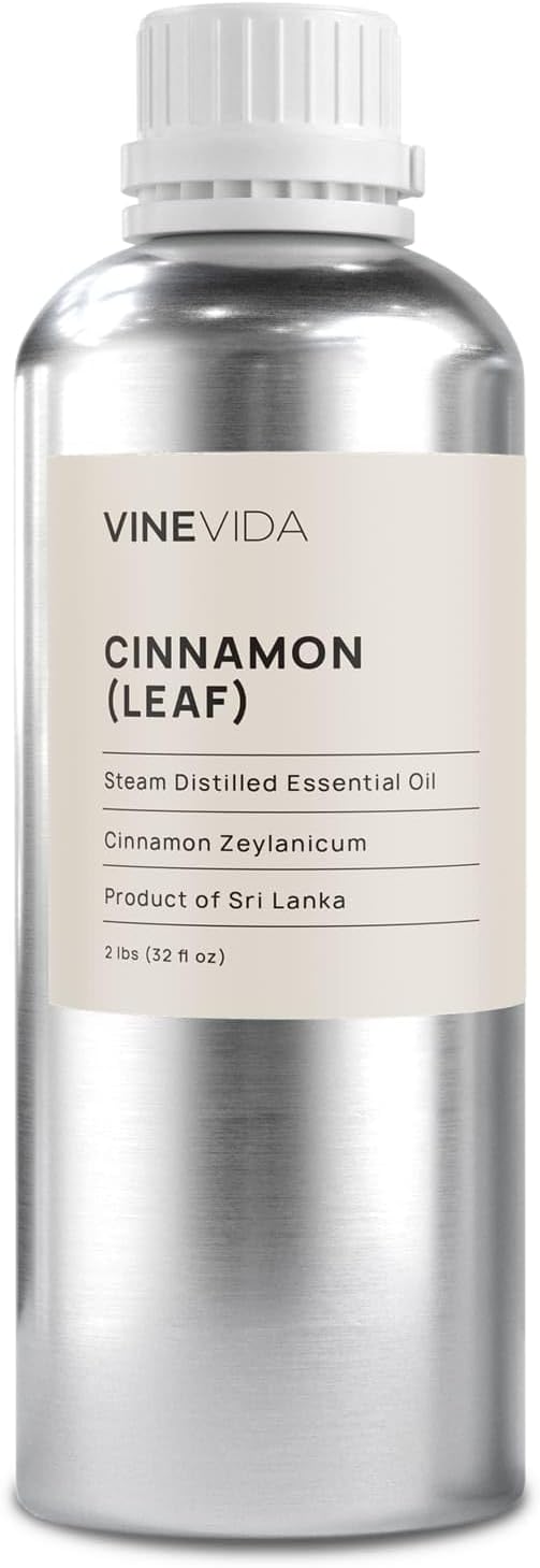 VINEVIDA Cinnamon Leaf Essential Oil 32 oz - Undiluted Cinnamon Oil 32 oz - Cinnamon Candle Oil Scent - DIY Candle Scents for Candlemaking - Bulk Essential Oil for Soap Making Safe for Skin