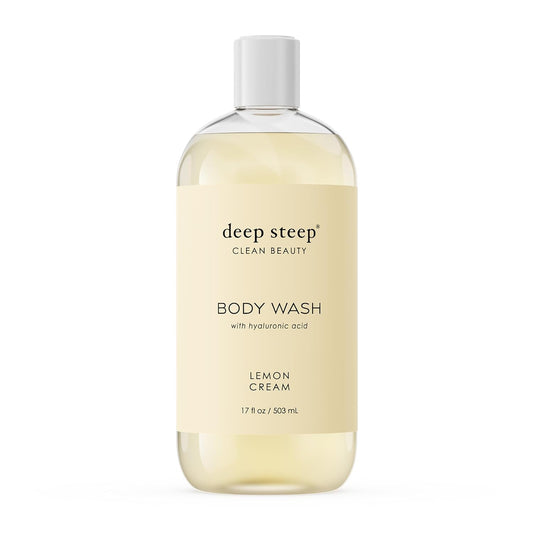 Deep Steep Body Wash, Lemon Cream, 17 oz – Hydrating Shower Gel with Hyaluronic Acid, Shea Butter, Aloe Vera & Argan Oil – Vegan, Clean Beauty, Clean & Refreshed Skin