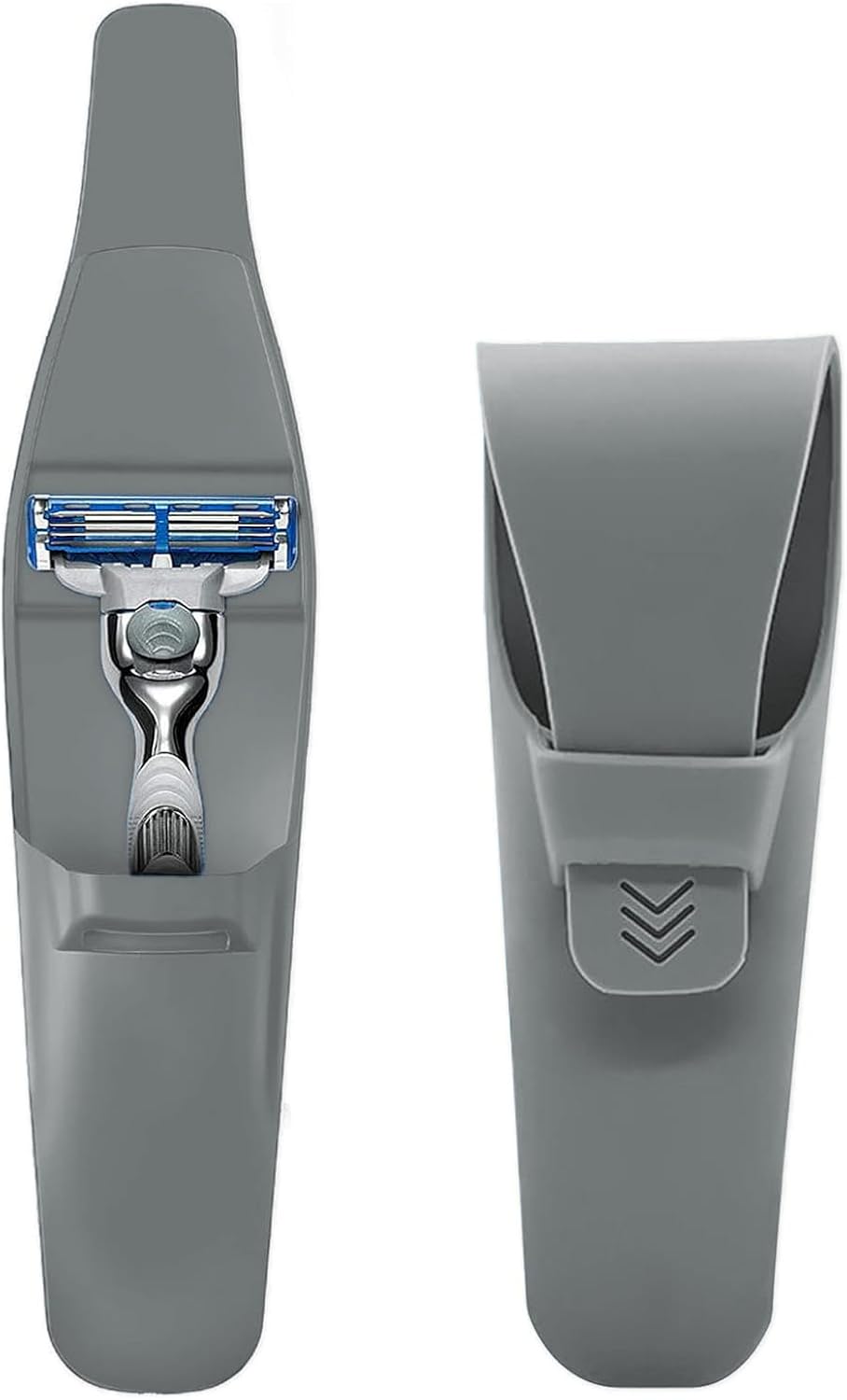 LinMei Silicone Razor Travel Case, Blue+Black, Compatible with Gillette, Parker, Merkur Razor (Gray 2pcs) (Gray 2pcs)