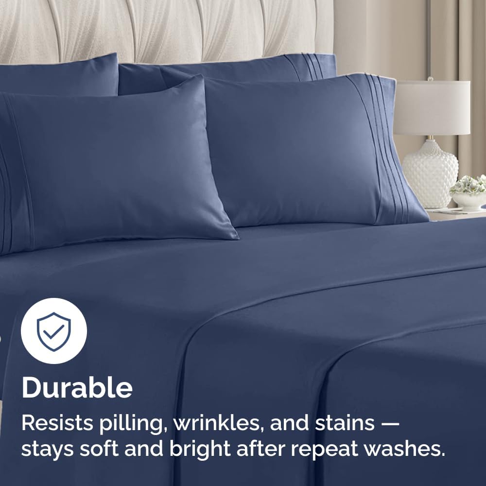 King Pillow Cases Set of 8 - Ultra Soft Hotel Quality Pillowcase Covers - Comfy. Cozy & Wrinkle Free - Shrink, Stain and Fade Resistant - Machine Washable Pillow Protectors - 8 Piece Set - Navy Blue