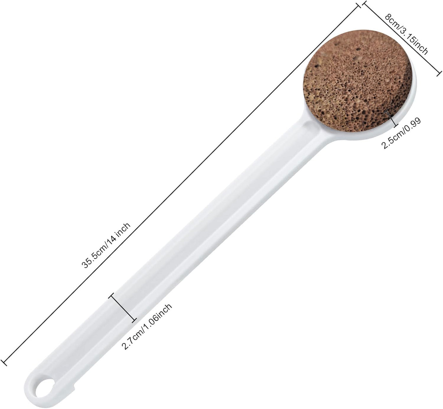 Natural Volcanic Stone Foot Pumice Stone - 14" Straight Handle Callus Remover for Dry Cracked Feet - Firm Grip Exfoliator, Pedicure Tool for Seniors & Arthritic Hands