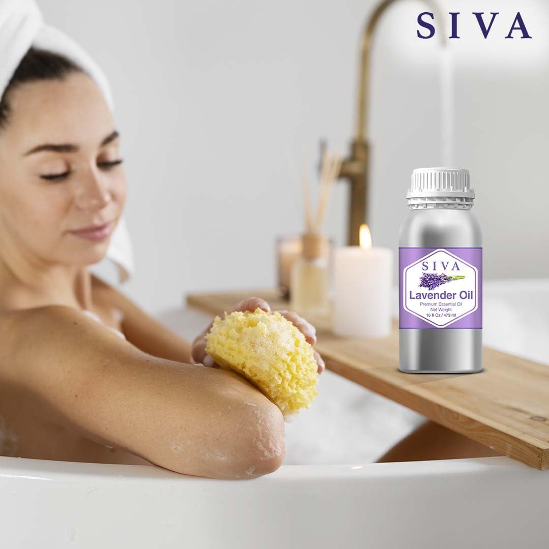 Siva Lavender Essential Oil – 16 Fl Oz – 100% Natural Lavender Oil - for Diffuser, Hair Care, Face, Skin Care, Aromatherapy, Scalp and Body Massage, Soap and Candle Making