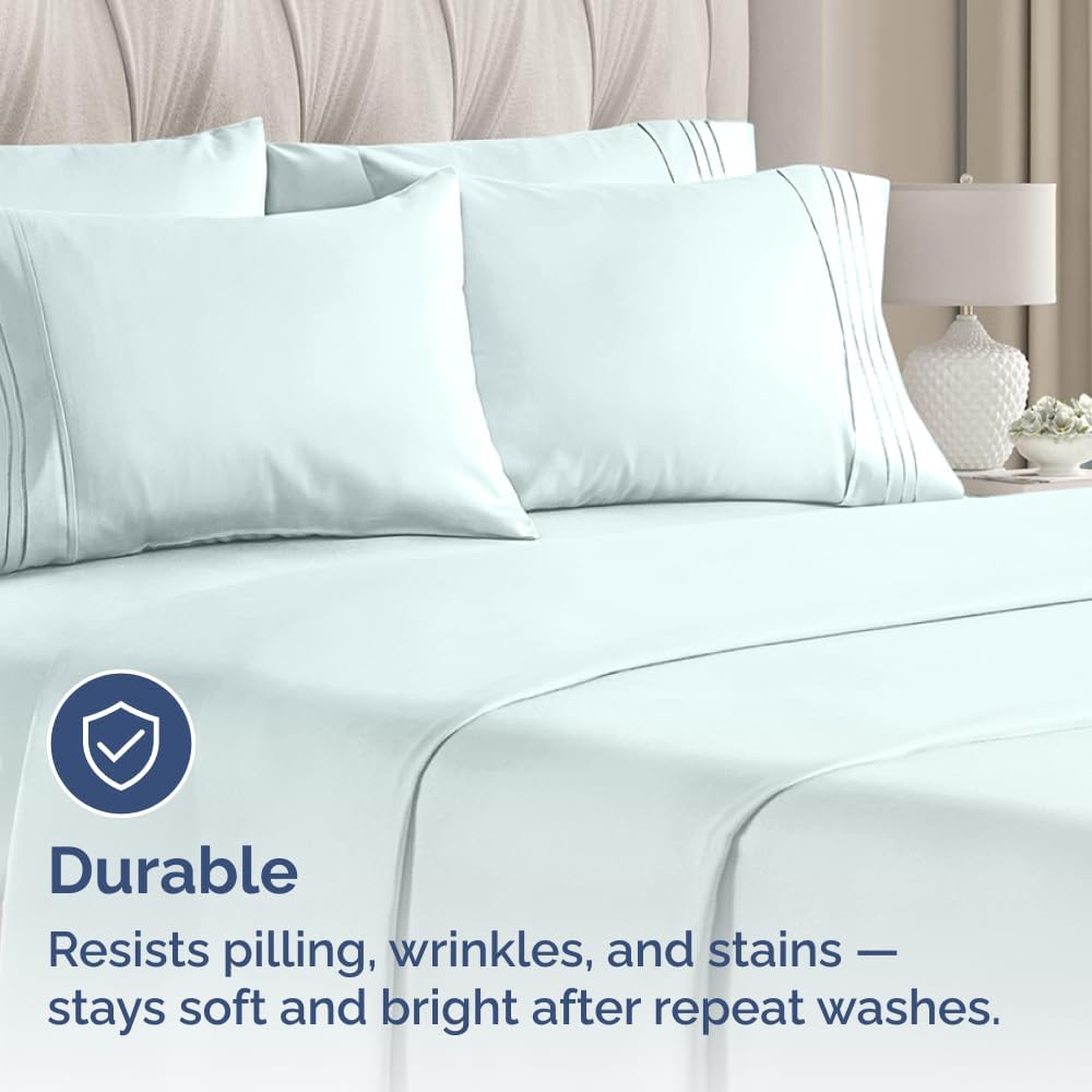 Queen Pillow Cases Set of 8 - Ultra Soft Hotel Quality Pillowcase Covers - Comfy, Cozy & Wrinkle Free - Shrink, Stain and Fade Resistant - Machine Washable Pillow Protectors - 8 Piece Set - Ice Blue