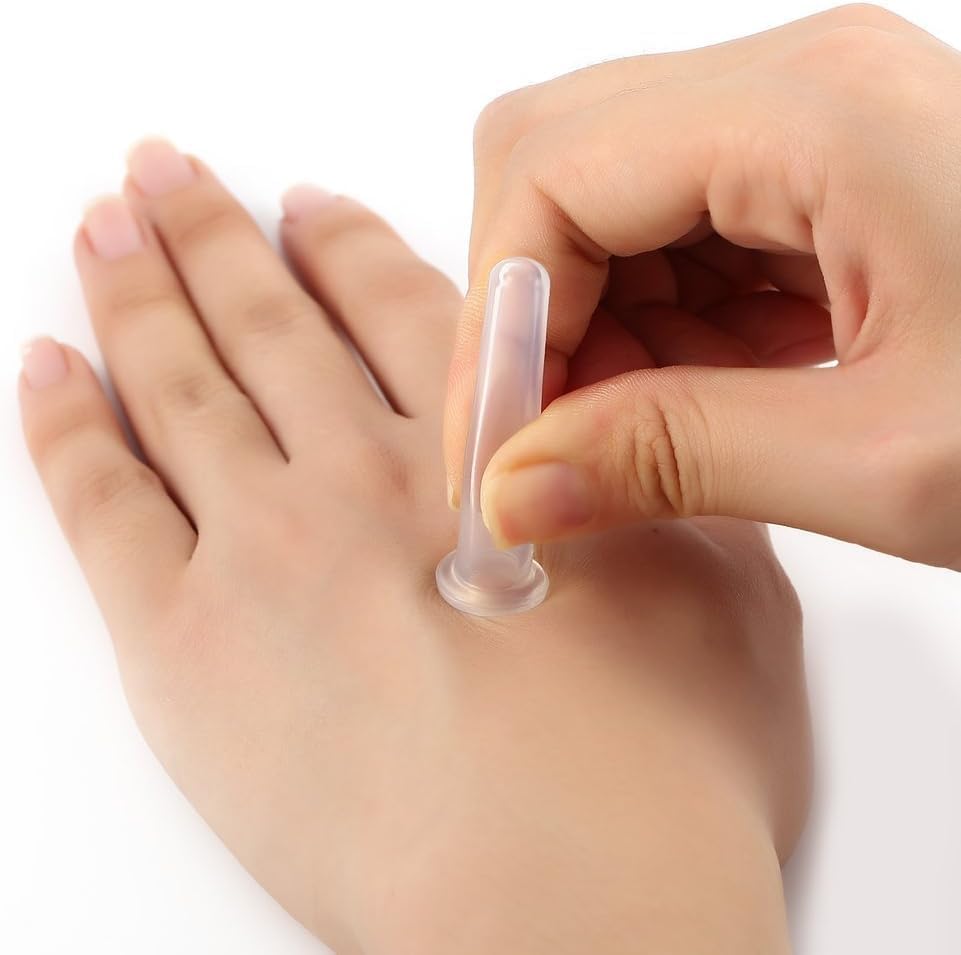 4Pcs Mini Massage Cupping Set Silicone Facial Cups Face Massager Helper Skin Care Neck Back Eyes Massaging Cup Safe to Use, Don't Worry About Burns (Transparent)