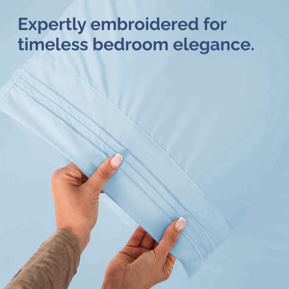 Queen Pillow Cases Set of 2 - Ultra Soft Hotel Quality Pillowcase Covers - Comfy, Cozy & Wrinkle Free - Shrinkage, Stain & Fade Resistant - Machine Washable Pillow Protectors - 2 Piece Set - Sky Blue