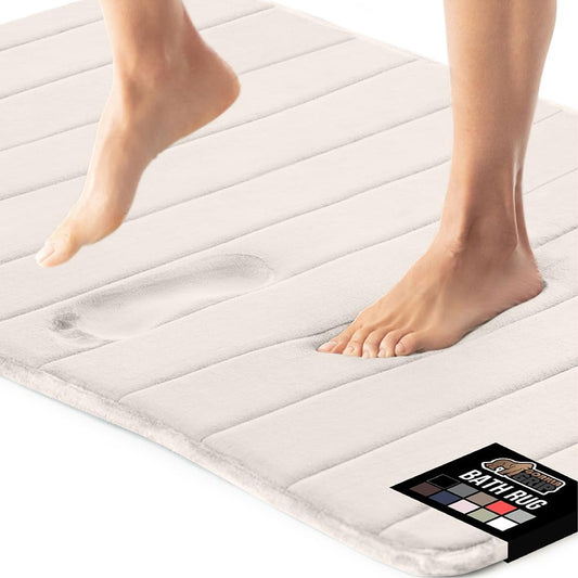 GORILLA GRIP Memory Foam Bath Mat, Soft Absorbent US Designed Bathroom Rug, Gripping Dots Machine Washable Bathmat, Cushioned Floor Mats, Shower Sink Rugs Room Décor Accessories, 24x17 Cream