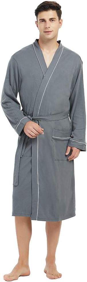 U2SKIIN Mens 100% Cotton Robe Lightweight Knit Bathrobe