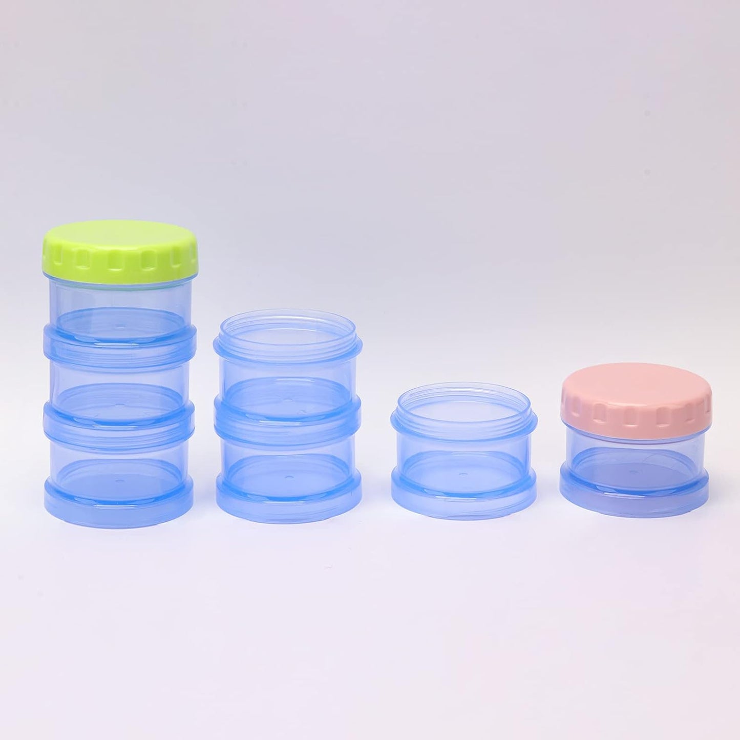 2 Pack 7 Day Pill Organizer Case Stackable Weekly Supplements Vitamins Pills Holder Dispenser Large Translucent Blue with Extra Lid