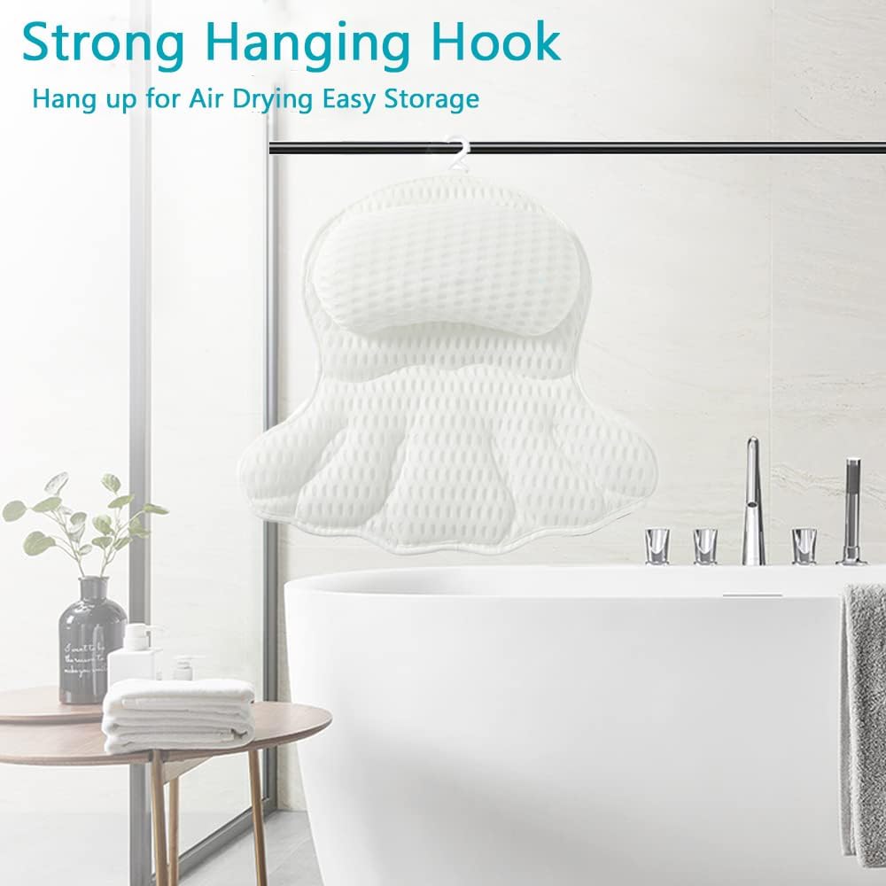 Bath Pillow Bathtub Pillow for Neck Back Support 4D Bath Tub Pillow with 6 Strong Suction Perfect Bath Gift for Women