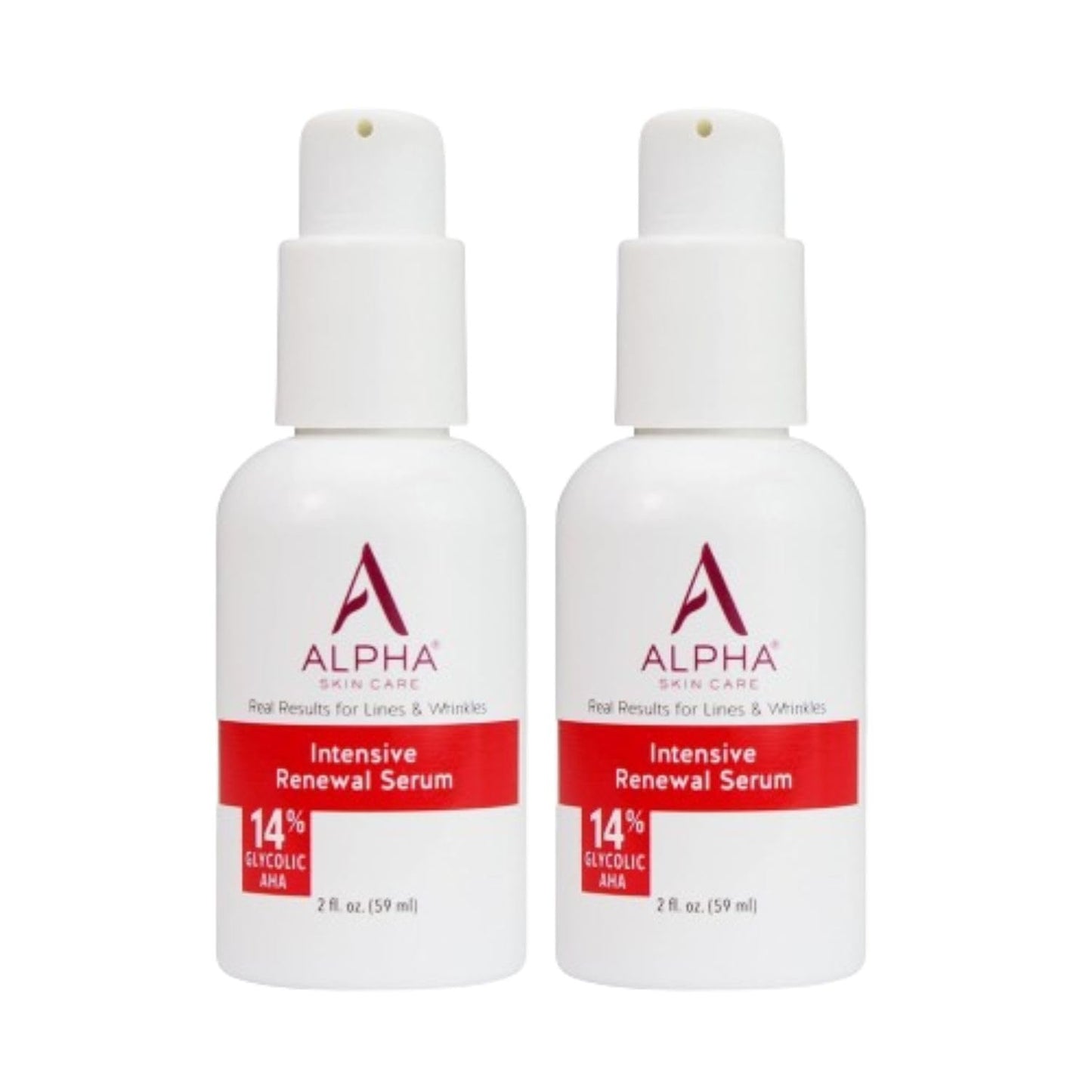 Alpha Skin Care Renewal Serum, 14% Glycolic AHA, Anti-Aging Formula, Reduces Lines & Wrinkles, Alpha Hydroxy Acid Exfoliates & Evens Skin Tones, Rejuvenates & Hydrates, 2 Oz, Pack of 2
