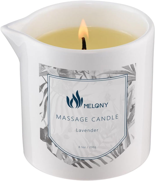 MELONY Lavender Massage Candle, 8.1oz Massage Oil & Lotion Candles for Relaxing Massage, Holiday Gift for Women & Men