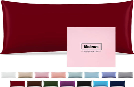 Silk Body Pillow Cover Pillow Pillowcase for Body Pillow Soft Pillow Covers Pillow Case Mulberry Silk Pillowcase for Sleep(Red,20"X 54",1pc)
