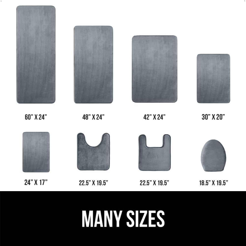 GORILLA GRIP Memory Foam Bath Rugs, Soft Absorbent Velvet Bathroom Mats, Durable Dots on Underside, Machine Washable Bathmat, Carpet Rug Room Decor for Shower Floor, 60x24 Mat, Graphite Gray