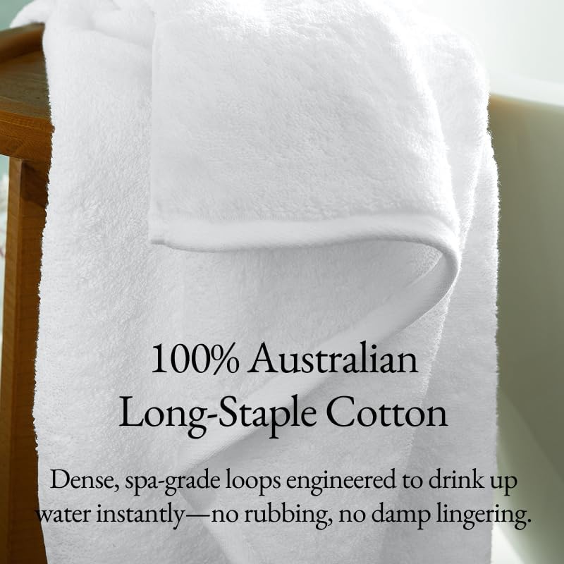 Italic Ultraplush 100% Australian Cotton Bath Sheets - Set of 2 Luxury Extra Large Heavy Duty Bath Sheets, 800GSM Plush and Absorbent Sheets for Hotels, Bath, Gym & Spa (White)