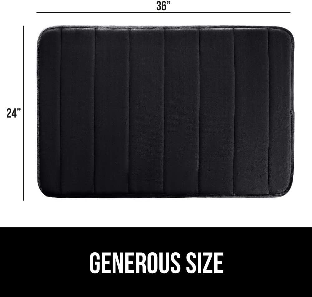 GORILLA GRIP Memory Foam Bath Mat, Soft Absorbent US Designed Bathroom Rug, Gripping Dots Machine Washable Bathmat, Cushioned Floor Mats, Shower Sink Rugs Room Décor Accessories, 36x24 Black