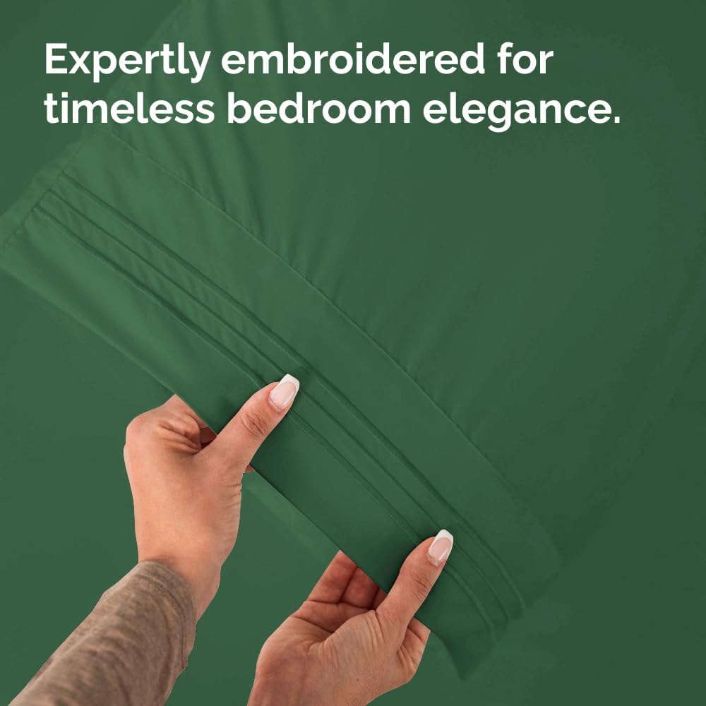 King Pillow Cases Set of 2 - Ultra Soft Hotel Quality Pillowcase Covers - Comfy, Cozy & Wrinkle Free - Shrinkage and Fade Resistant - Machine Washable Pillow Protectors - 2 Piece Set - Emerald Green