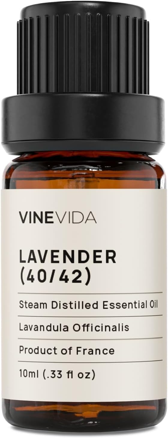 VINEVIDA Lavender 40/42 Essential Oil 10 mL - Undiluted Lavender 40/42 Oil 10 mL - Lavender 40/42 - DIY Candle Scents for Candlemaking - 10 mL Essential Oil for Soap Making (4OZV-OBP-LAV-4042-10ML)