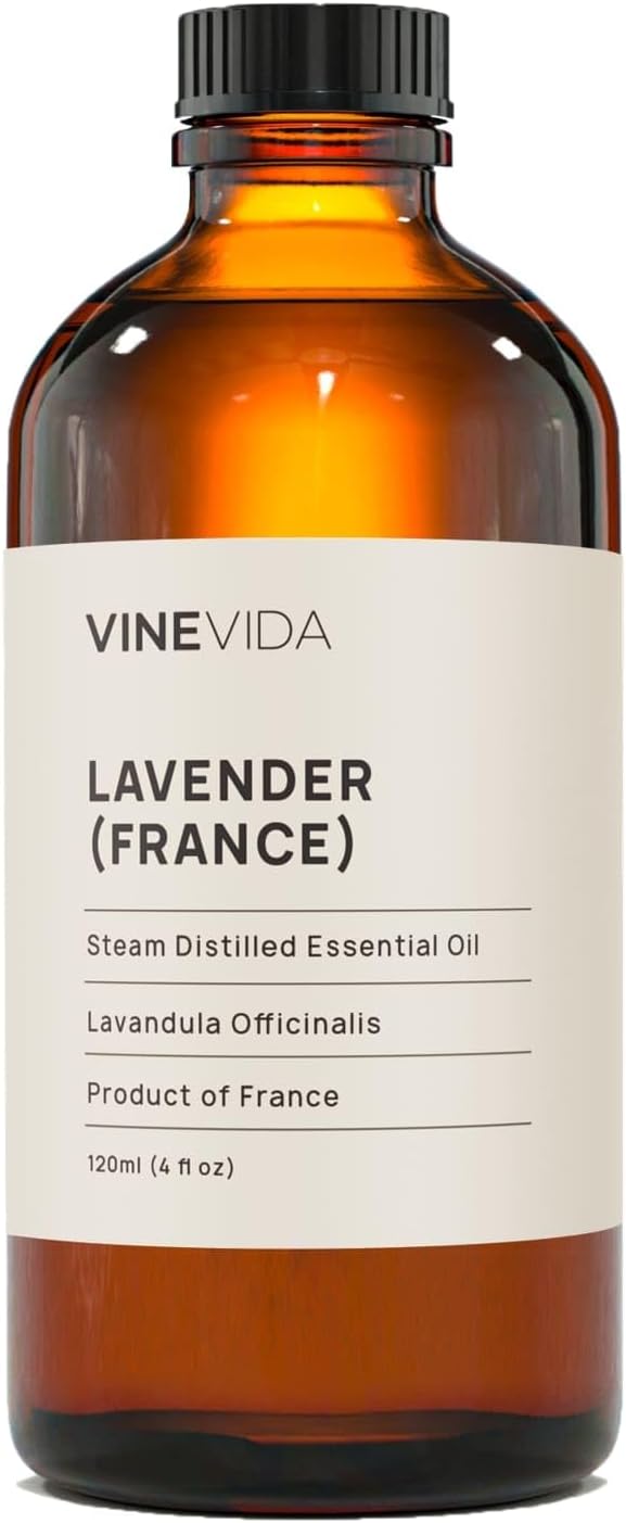 VINEVIDA Lavender France Undiluted Essential Oil 4 oz - Pure, Natural, and Raw Lavender Oil for DIY Candle Scents and Soap Making - Safe for Skin - Vegan and Cruelty Free