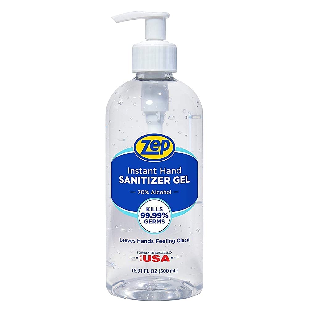 Zep Instant Hand Sanitizer Gel 70% Alcohol 500Ml Case of 12 - Exceeds CDC Recommendations - Kills 99.9% of Germs (355801)