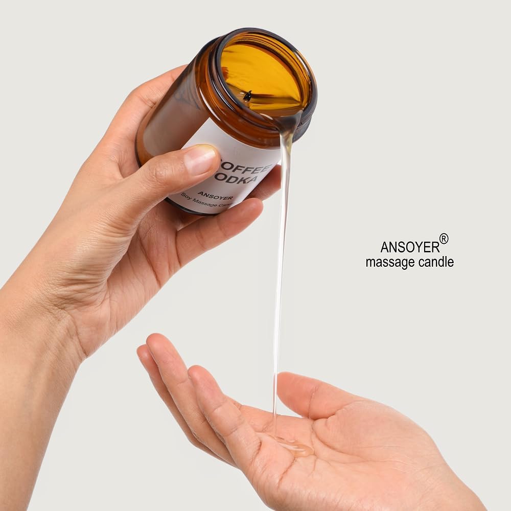 Massage Oil Candle, Romantic Gift SPA Use Home Scented Candle Body Oil, Ultra Hydrating Body Care with Soybean Oil, 4.5oz (Pomegranate)