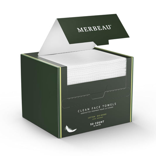 Clean Facial Towels for Sensitive Skin, 100% USDA Biobased Face Towels, 50 Count, Ultra Soft, Makeup Remover Dry Wipes, Cotton