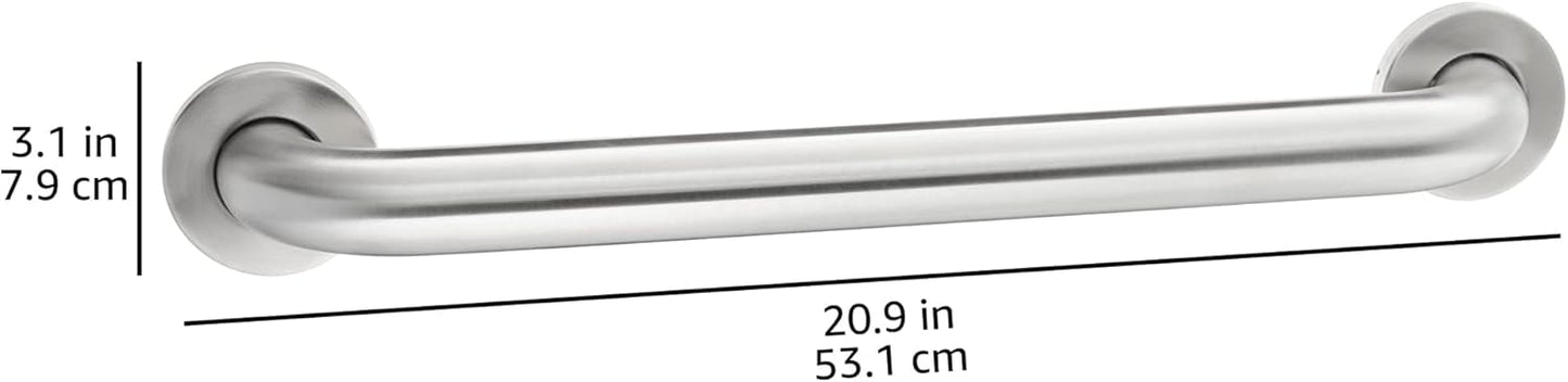 Amazon Basics Bathroom Handicap Safety Grab Bar, 18 Inch Length, 1.5 Inch Diameter, Holds up to 500LBs, ADA Compliant, Stainless Steel