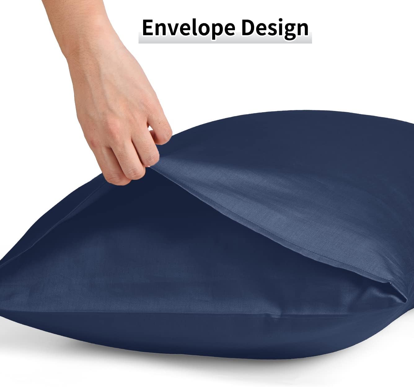 Warmstar Cotton Pillow Cases Queen Size Set of 2, 600 Thread Count Pillowcases 20x30 Inches, Soft Long Staple Cotton Pillowcases Breathable with Envelope Closure,Navy Blue