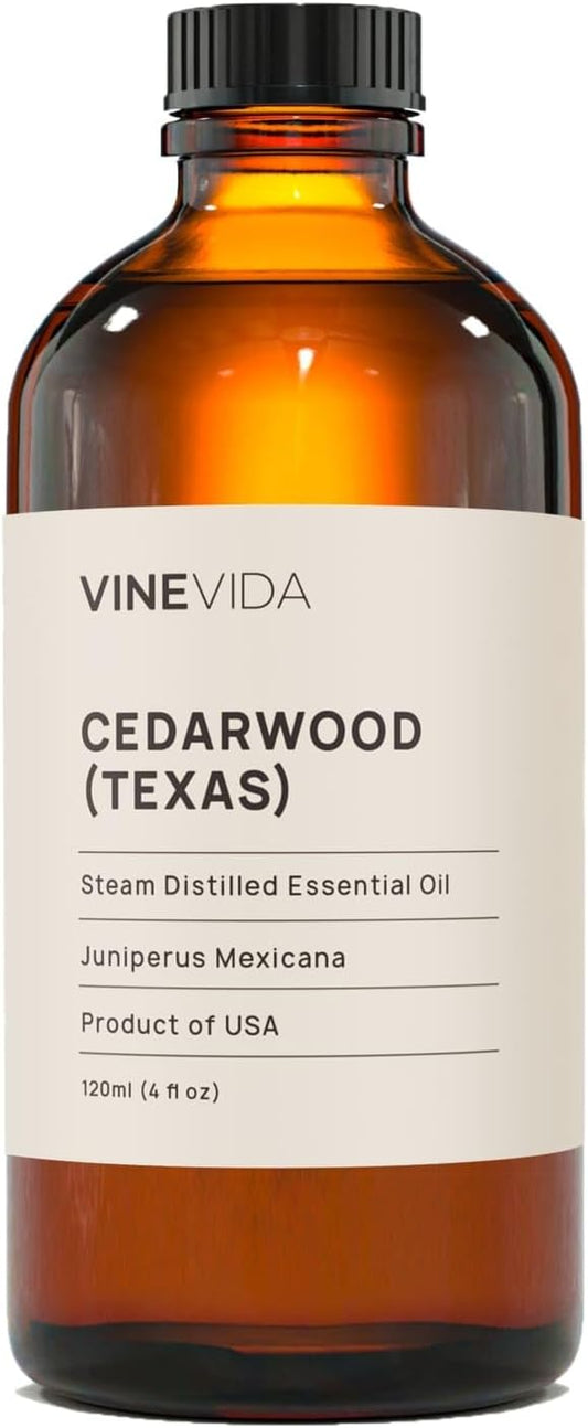 Vinevida Cedarwood (Texas) Essential Oil 4 oz - Undiluted - DIY Candle Scents & Bulk for Soap Making