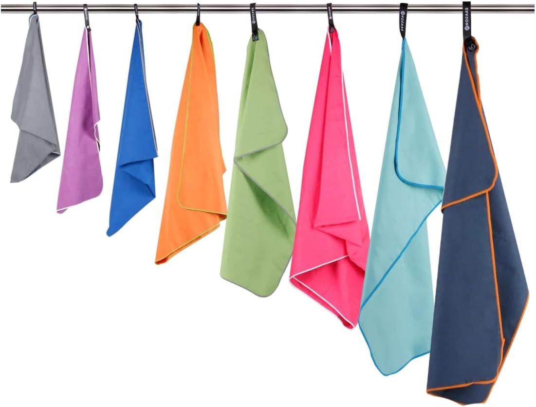 HOEAAS 2 Pack Microfiber Camping Towels, Quick Dry Towel, Super Absorbent Ultra Compact Travel Towel Soft Lightweight Sports Towel for Sweat Fast Drying Towels for Pool,Gym,Hiking,Backpacking,Fitness