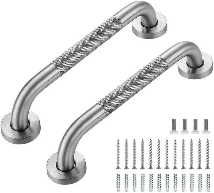 Grab Bars for Shower, 1 Pack 12-Inch Anti Slip Shower Handles for Elderly, Safety Shower Grab Bar, Stainless Steel Handicap Grab Bars for Bathroom,Toilet (Brushed Nickel, 1" Diameter)
