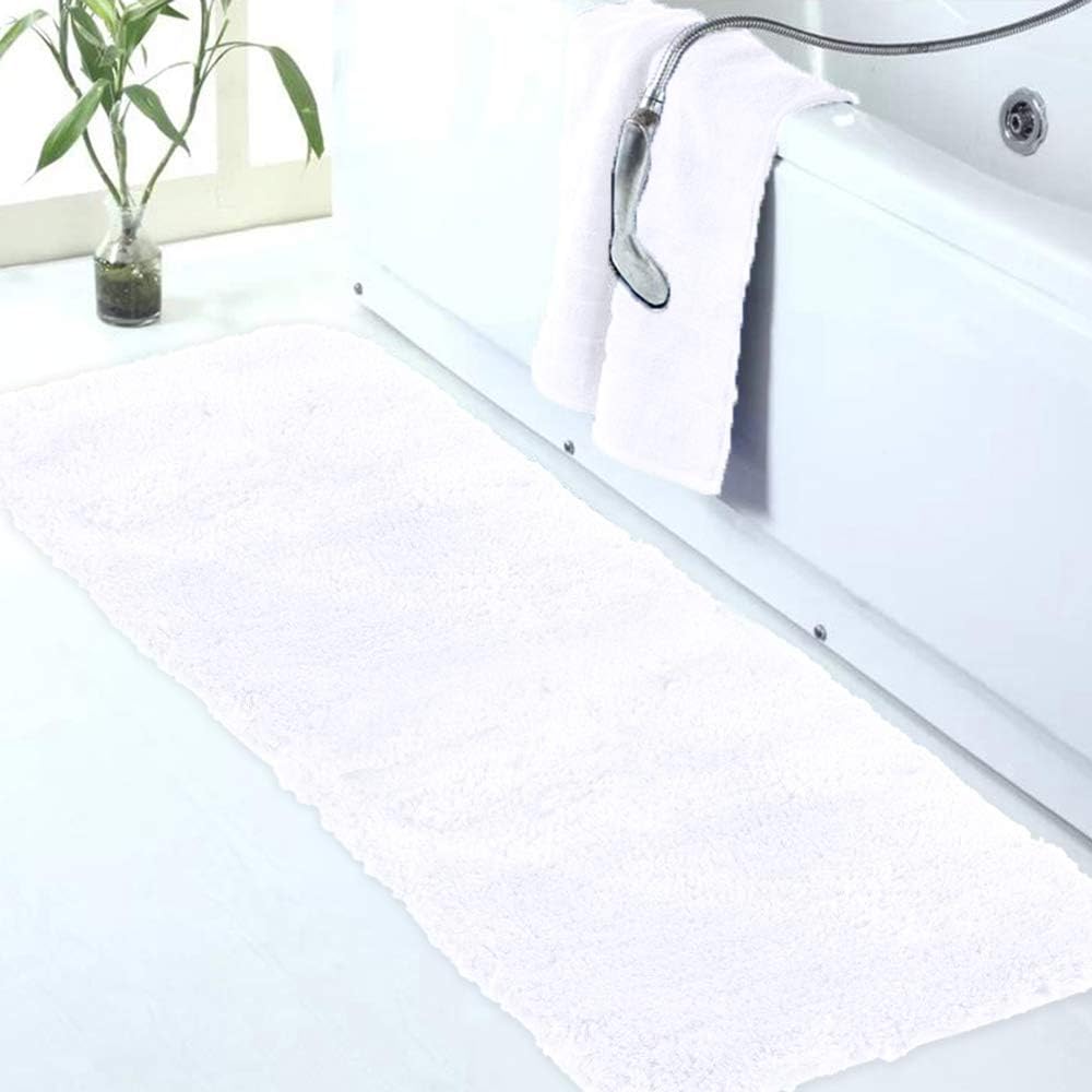 Walensee Large Bathroom Rug (24 x 72, White) Extra Soft and Absorbent Shaggy Bath Mat Machine Washable Microfiber Non Slip Luxury Floor Mat