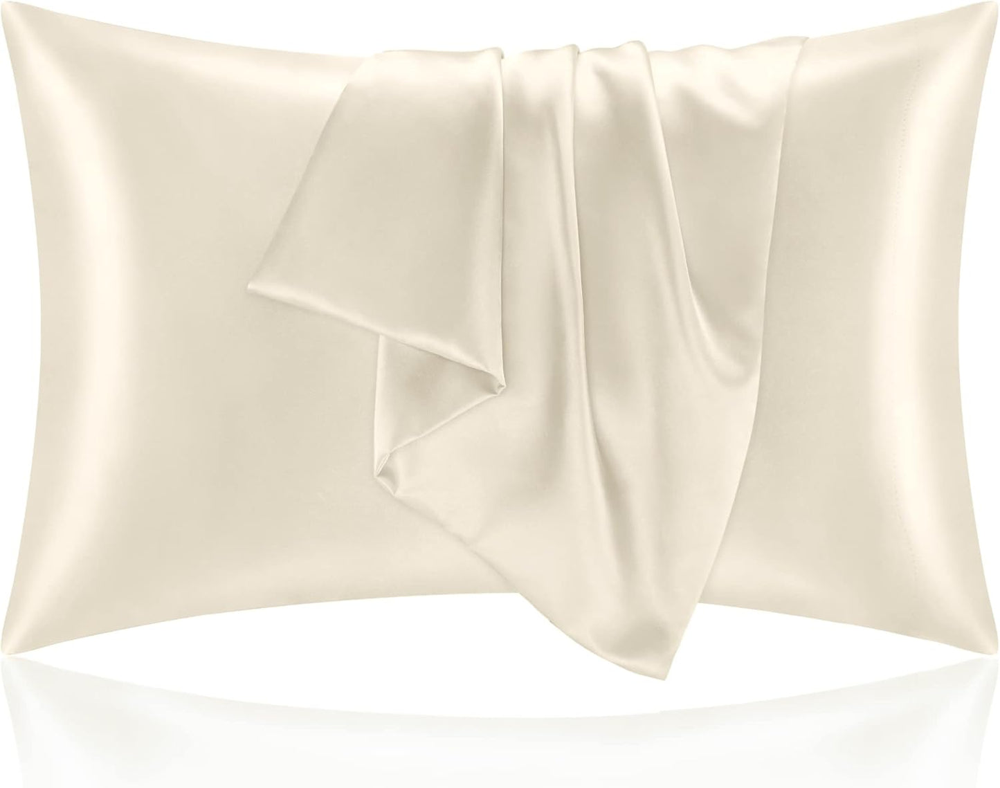 BEDELITE Satin Pillowcase for Hair and Skin, Super Soft and Cooling Similar to Silk Pillow Cases 2 Pack with Envelope Closure, Gift for Women Men(20"x30" Queen Size, Beige)
