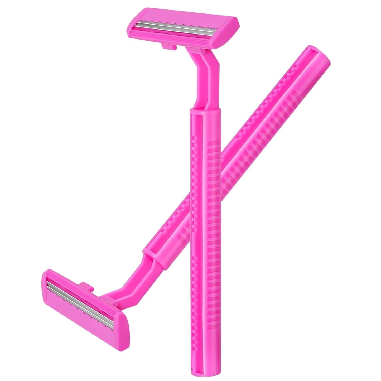 120 Pack Disposable Twin Blade Razors Individually Wrapped, Clear Safety Cap， Multipurpose Portable Shave Razor for Man Woman Bathing Hotel Travel (Pink)