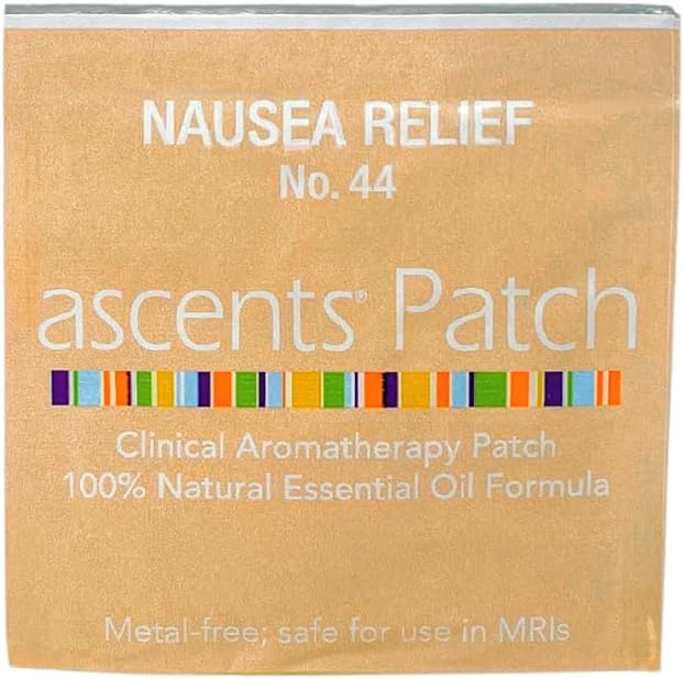 Nausea Relief No. 44 Patches | Essential Oil Blend Natural Aromatherapy Stickers | Non-Metallic Safe for MRI, Peel and Stick Anti-Nausea Aroma Patch for Motion Sickness or Vomiting,10 Patches