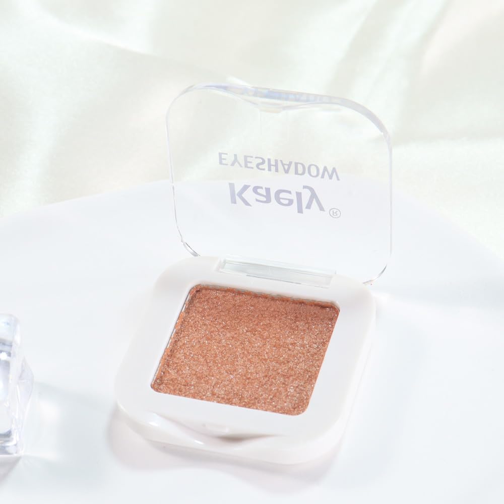 evpct Champagne Gold Glitter Eyeshadow Palette Single, Nude Gold Pink Shimmer Sparkle Cream Eye Shadow Palette Brightener Makeup for Older Women, High Pigment Long Lasting Monochrome Mini Eyeshadow