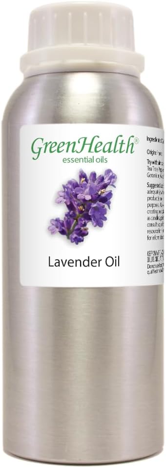 Lavender Essential Oil – 8 fl oz (237 ml) Aluminum Bottle w/Plug Cap – 100% Pure Essential Oil – GreenHealth