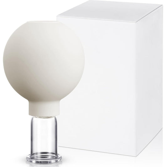 Nuanchu Facial Cupping Cup White Glass Face Cup Silicone Cupping Massage Vacuum Suction Mug for Body Face Leg Arm Back Shoulder Muscle and Joint Pain(0.65 Inch Diameter)