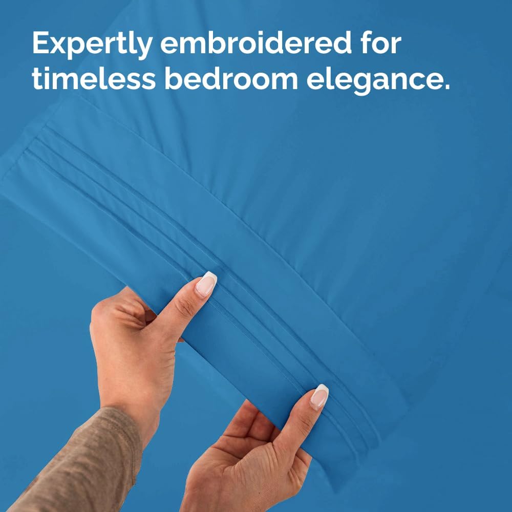 King Standard Pillow Cases Set of 2 - Soft Hotel Quality Pillowcase Covers - Comfy, Cozy & Fade Free - Wrinkle Resistant - Machine Washable Pillow Protectors - 2 Piece Set - King Standard Denim Blue