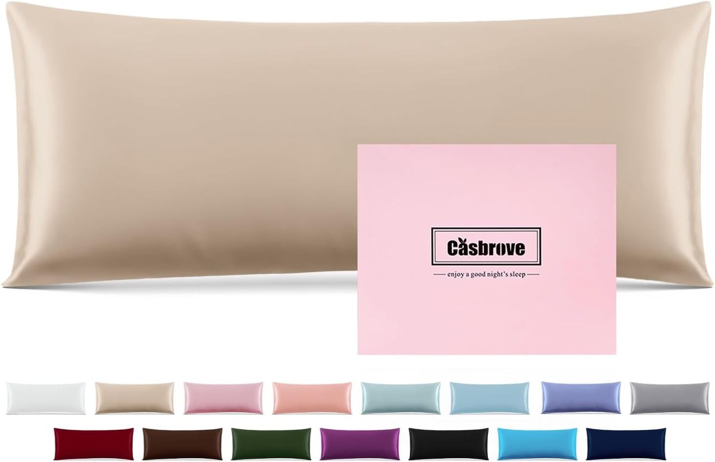 Silk Body Pillow Cover Pillow Pillowcase for Body Pillow Soft Pillow Covers Pillow Case Mulberry Silk Pillowcase for Sleep(Champagne,20"X 54",1pc)