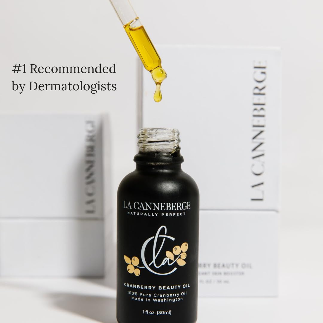 LA CANNEBERGE Cranberry Beauty Oil - Intensive Hydration & Revitalization for Face, Hair & Body -1 Fl Oz Certified Organic Cranberry Seed Oil -Moisturizing, Vitamin-Rich, Non-Greasy Skin Care