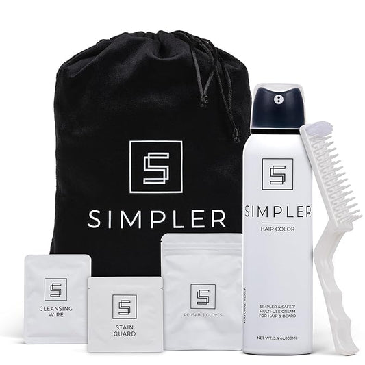 Simpler Men's Hair Color Kit - Full Gray Coverage - Natural Black & Beard Dye - Easy Application for 100% Gray Hair - Natural Black