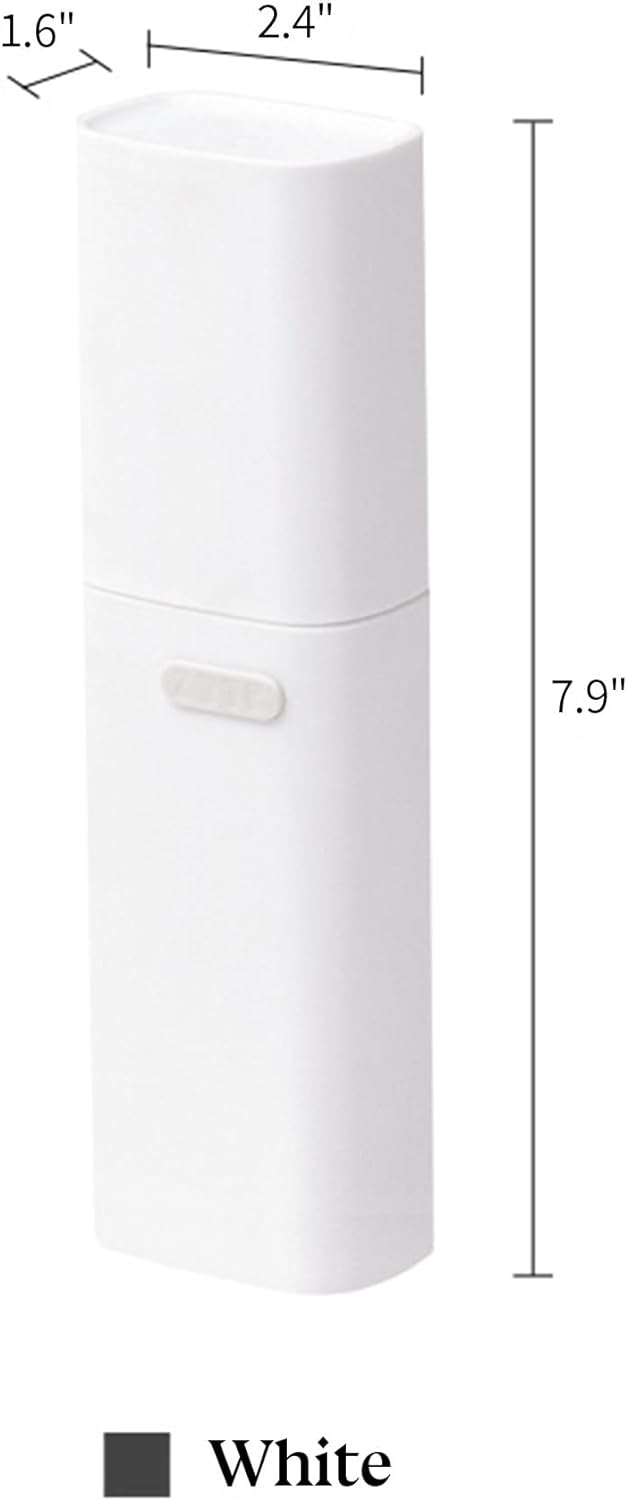 Compact Small White Travel Toothbrush Holder Case with Ventilation Hole, Portable Travel Toothbrush Cup with Cover, Storage Container for School Camping Business Trip Bathroom