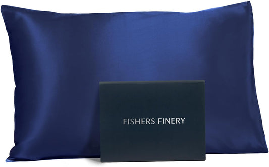 Fishers Finery 25mm 100% Pure Mulberry Silk Pillowcase (Navy Standard)
