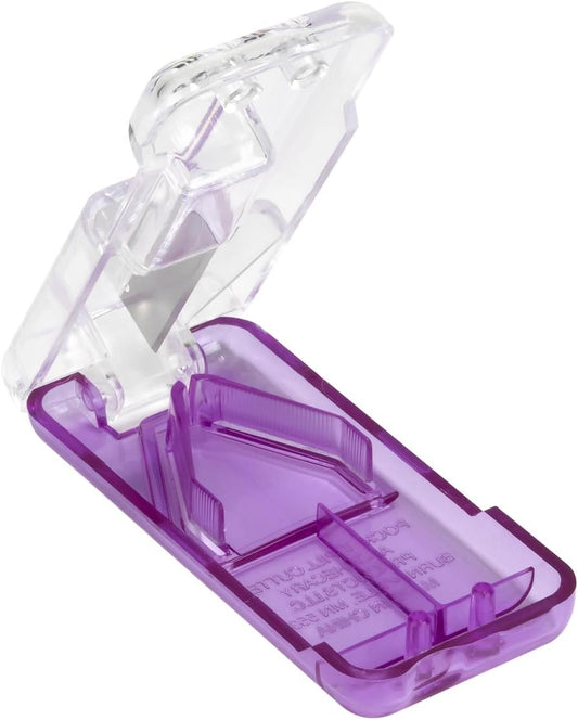EZY DOSE Pill Cutter and Splitter with Dispenser, Safely Cuts Large, Small and Tiny Pills, Vitamins, Tablets in Half, Accurate and Easy Cutting, Stainless Steel Blade, Travel Sized, Purple, BPA Free