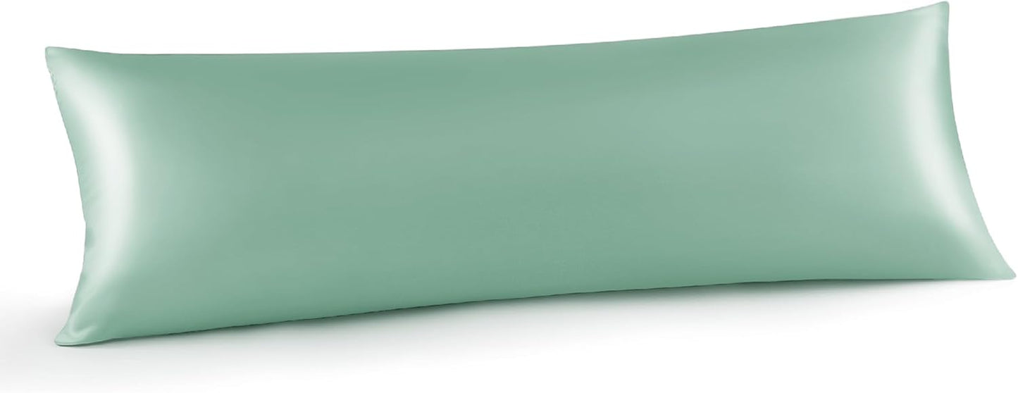 INFIIXSO Body Pillow Cover with Zipper, Luxury Mulberry Silk Body Pillow Case 20x54 Inches, Ultra Smooth and Soft Cooling Long Pillowcase, Gift for Women, Men(Mint Green)