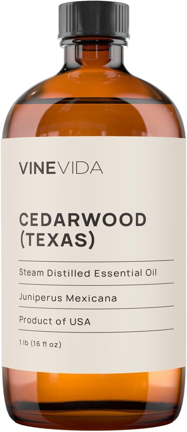 VINEVIDA Cedarwood Essential Oil 16 oz - Texas Candle Oil Scent - DIY Candle Scents - Bulk Oil for Soap Making
