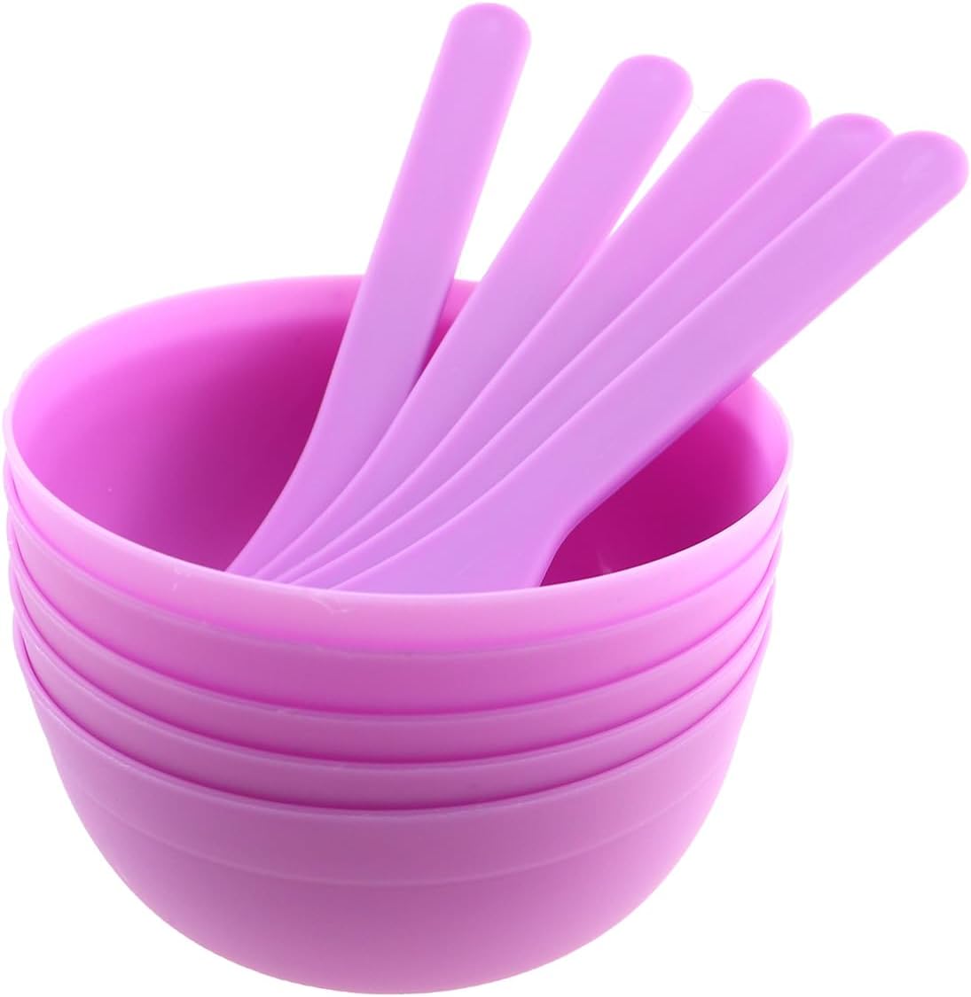 5PCS Slime Making Tools Purple PP Plastic Bowl With Glue Mixing Spoon DIY Beauty Makeup Mask Slime Bowl For Crafts