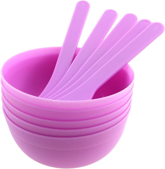 5PCS Slime Making Tools Purple PP Plastic Bowl With Glue Mixing Spoon DIY Beauty Makeup Mask Slime Bowl For Crafts