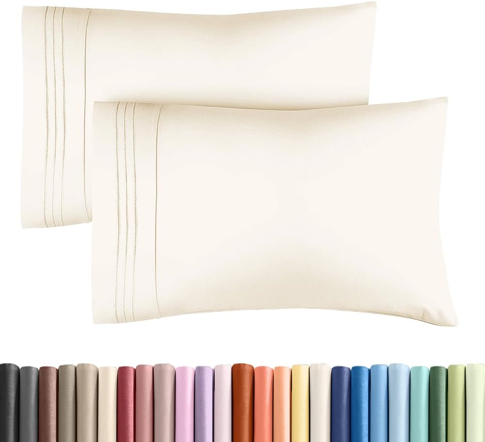 Standard Pillow Cases Set of 2 - Ultra-Soft Hotel Quality Pillowcase Covers - Comfy & Wrinkle Free - Stain & Fade Resistant - Machine Washable Pillow Protectors - 2 Piece Set - Standard Size Off White